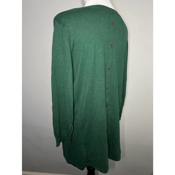 Susan Graver Green V Neck Tunic Sweater Button Back Knit Top Sz M - Picture 9 of 11